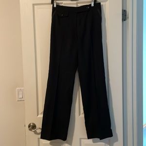 Trina Turk Wool Spandex Wide Leg Cuffed Trouser Sz 4
